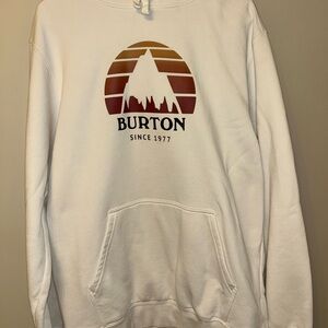 Burton Men's White Hoodie with Mountain Graphic